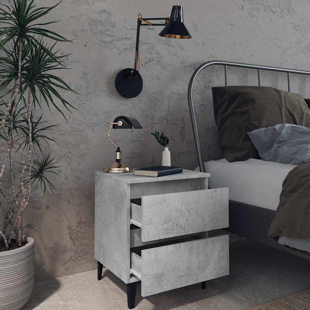 805878 vidaXL Bed Cabinets 2 pcs Concrete Grey 40x35x50 cm Engineered Wood