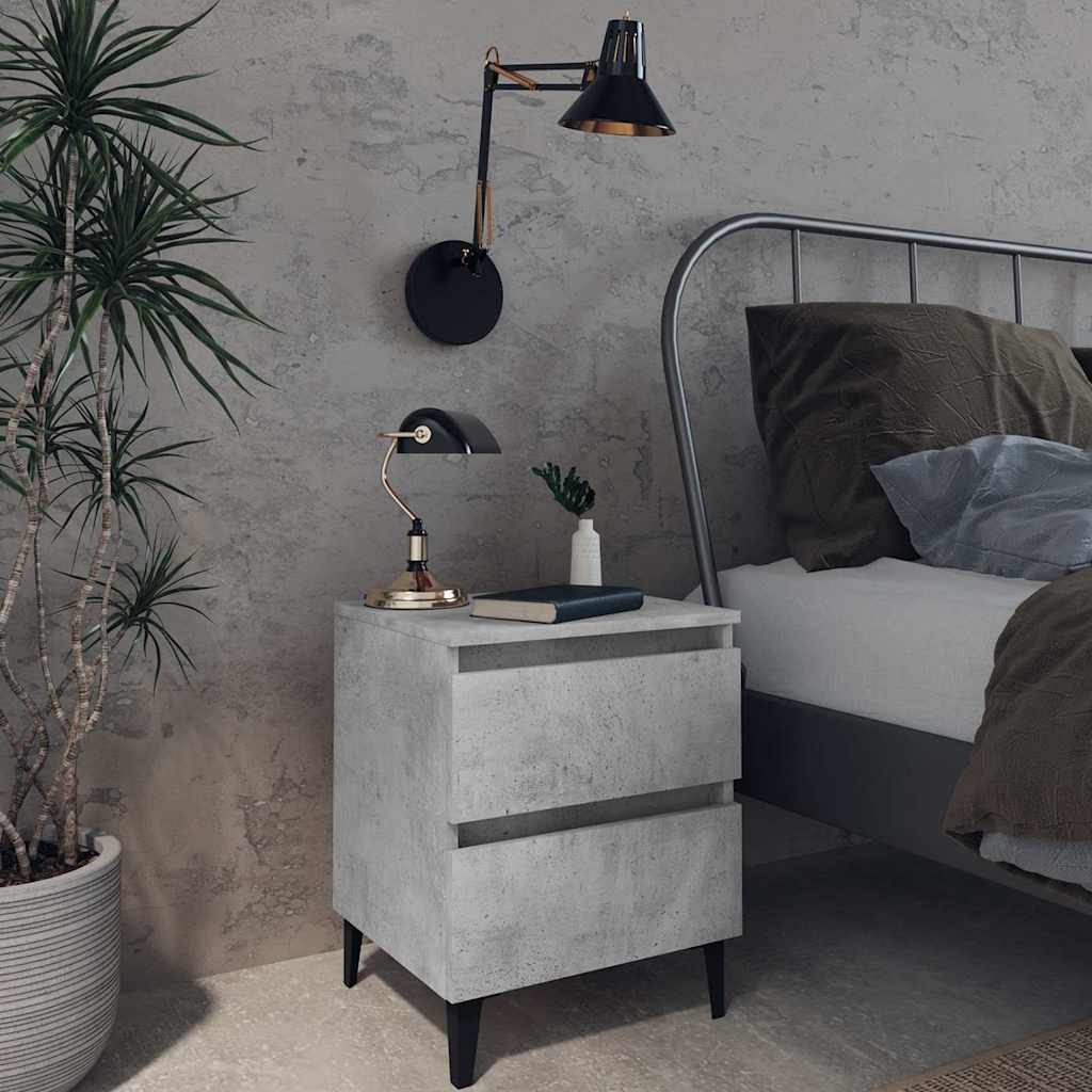 805878 vidaXL Bed Cabinets 2 pcs Concrete Grey 40x35x50 cm Engineered Wood