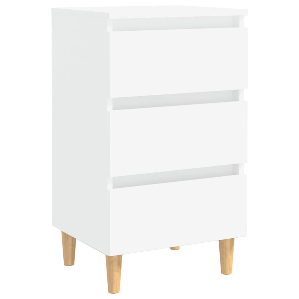 805887 vidaXL Bed Cabinet with Solid Wood Legs White 40x35x69 cm
