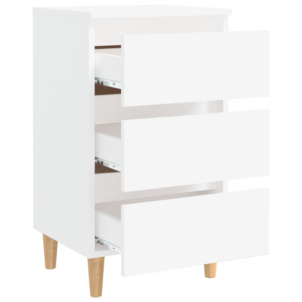 805887 vidaXL Bed Cabinet with Solid Wood Legs White 40x35x69 cm