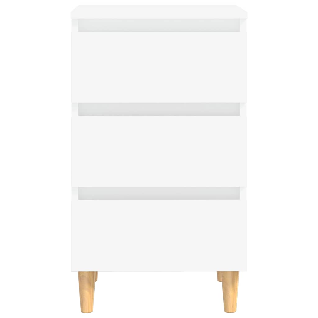 805887 vidaXL Bed Cabinet with Solid Wood Legs White 40x35x69 cm