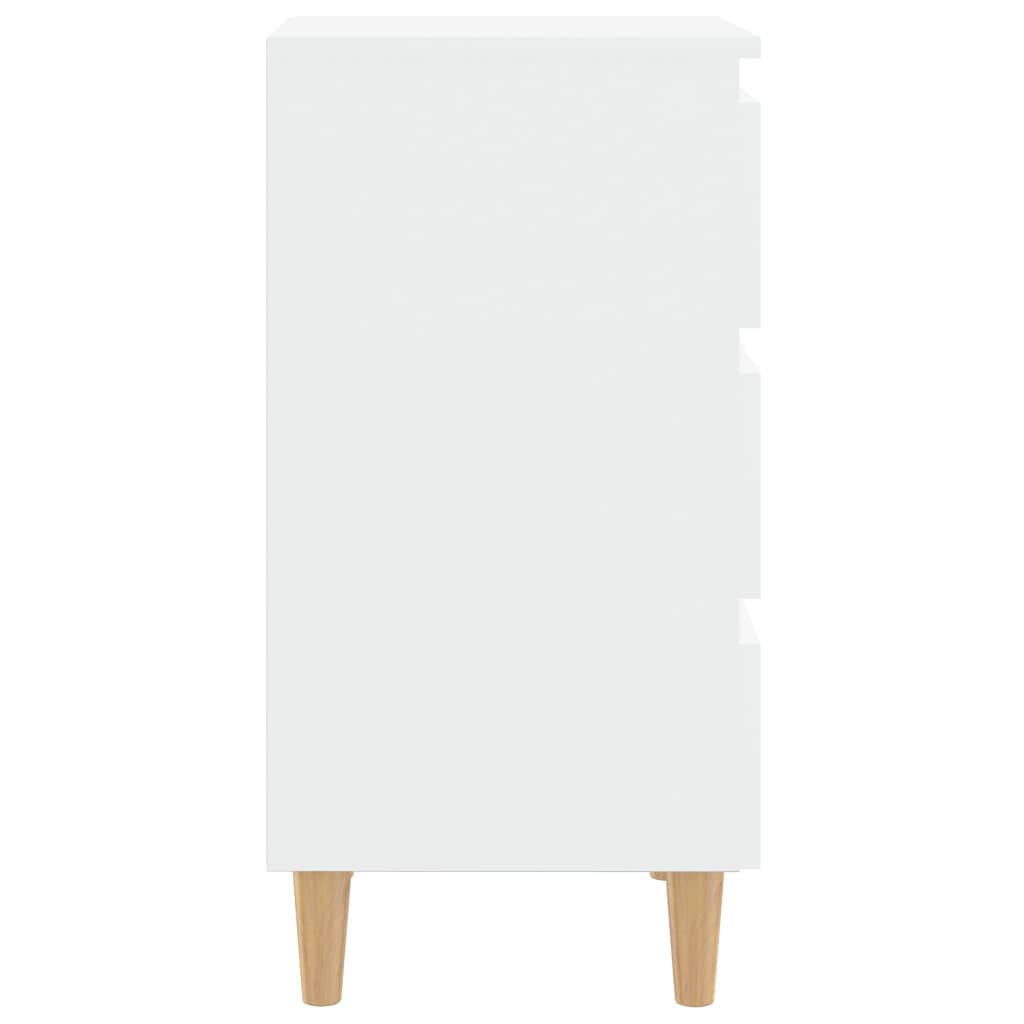 805887 vidaXL Bed Cabinet with Solid Wood Legs White 40x35x69 cm