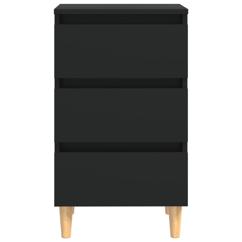 805889 vidaXL Bed Cabinet with Solid Wood Legs Black 40x35x69 cm