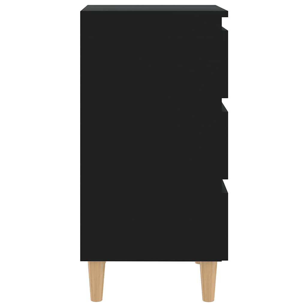 805889 vidaXL Bed Cabinet with Solid Wood Legs Black 40x35x69 cm