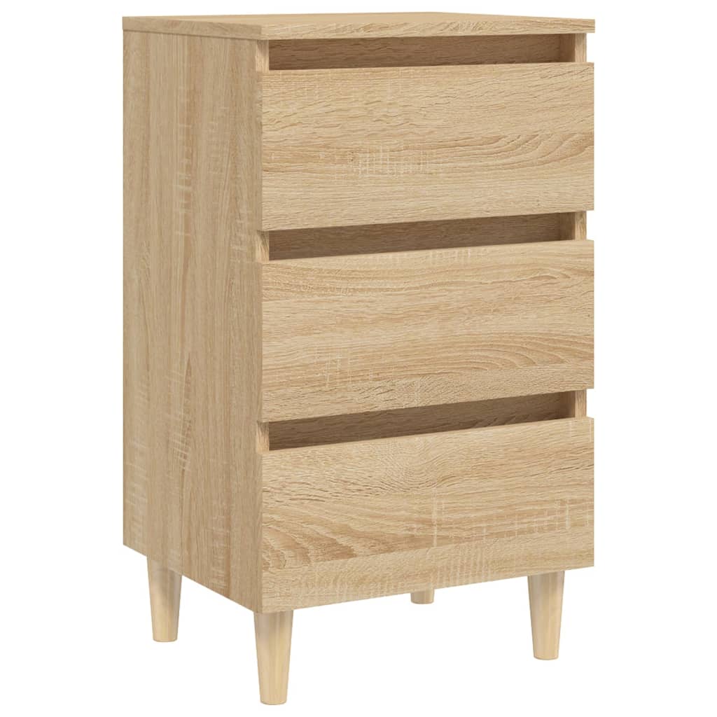 805893 vidaXL Bed Cabinet with Solid Wood Legs Sonoma Oak 40x35x69 cm