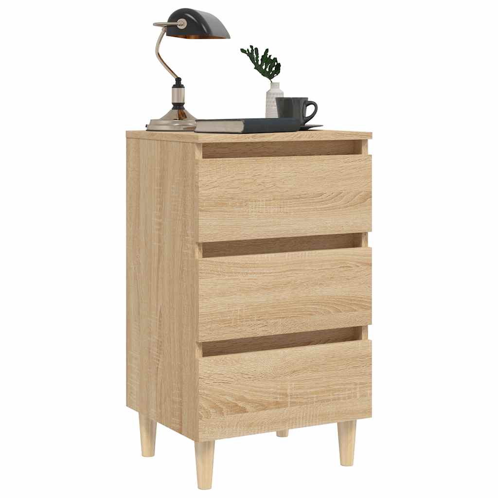 805893 vidaXL Bed Cabinet with Solid Wood Legs Sonoma Oak 40x35x69 cm