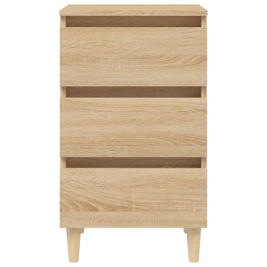 805893 vidaXL Bed Cabinet with Solid Wood Legs Sonoma Oak 40x35x69 cm