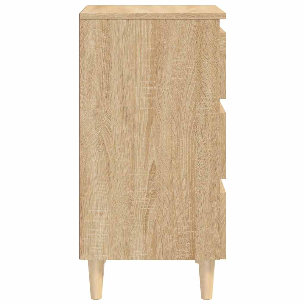 805893 vidaXL Bed Cabinet with Solid Wood Legs Sonoma Oak 40x35x69 cm