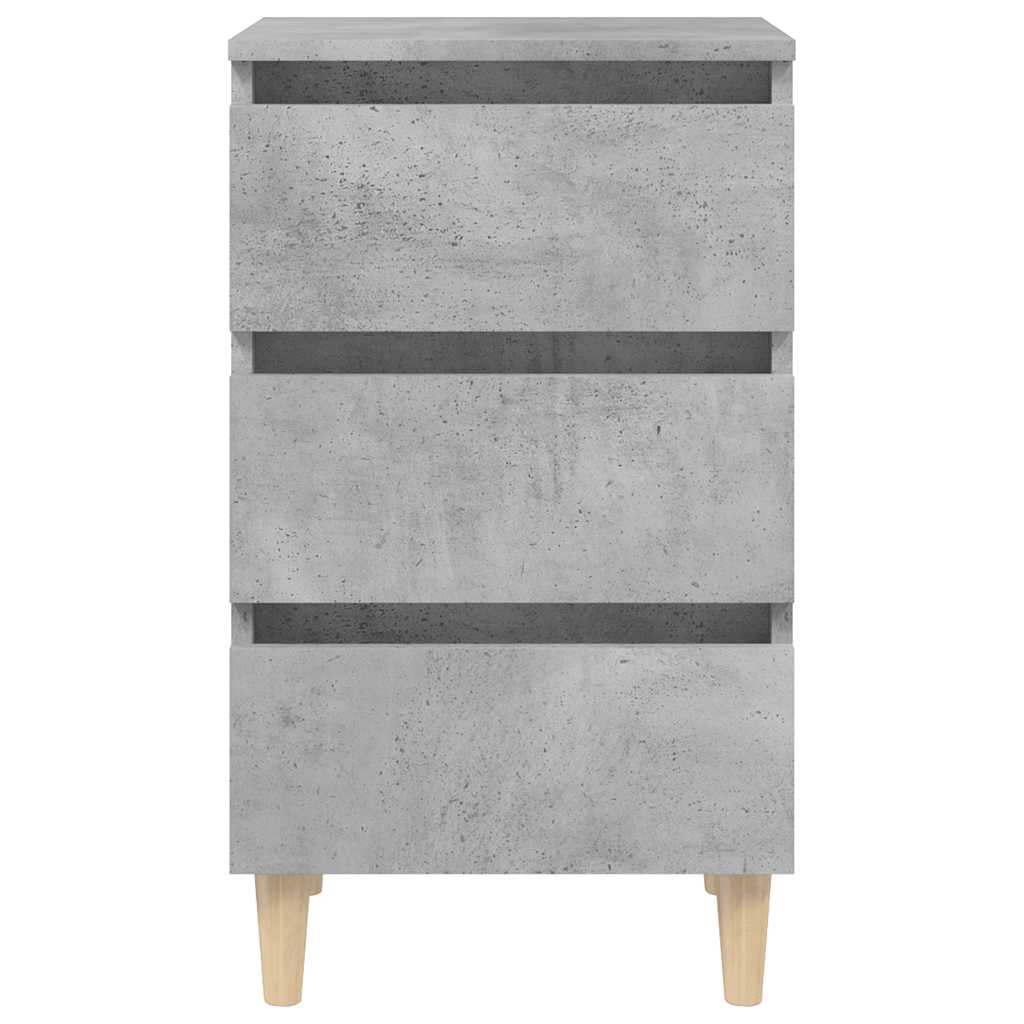 805895 vidaXL Bed Cabinet with Solid Wood Legs Concrete Grey 40x35x69 cm