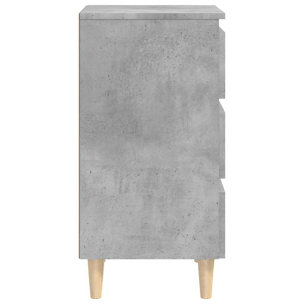 805895 vidaXL Bed Cabinet with Solid Wood Legs Concrete Grey 40x35x69 cm