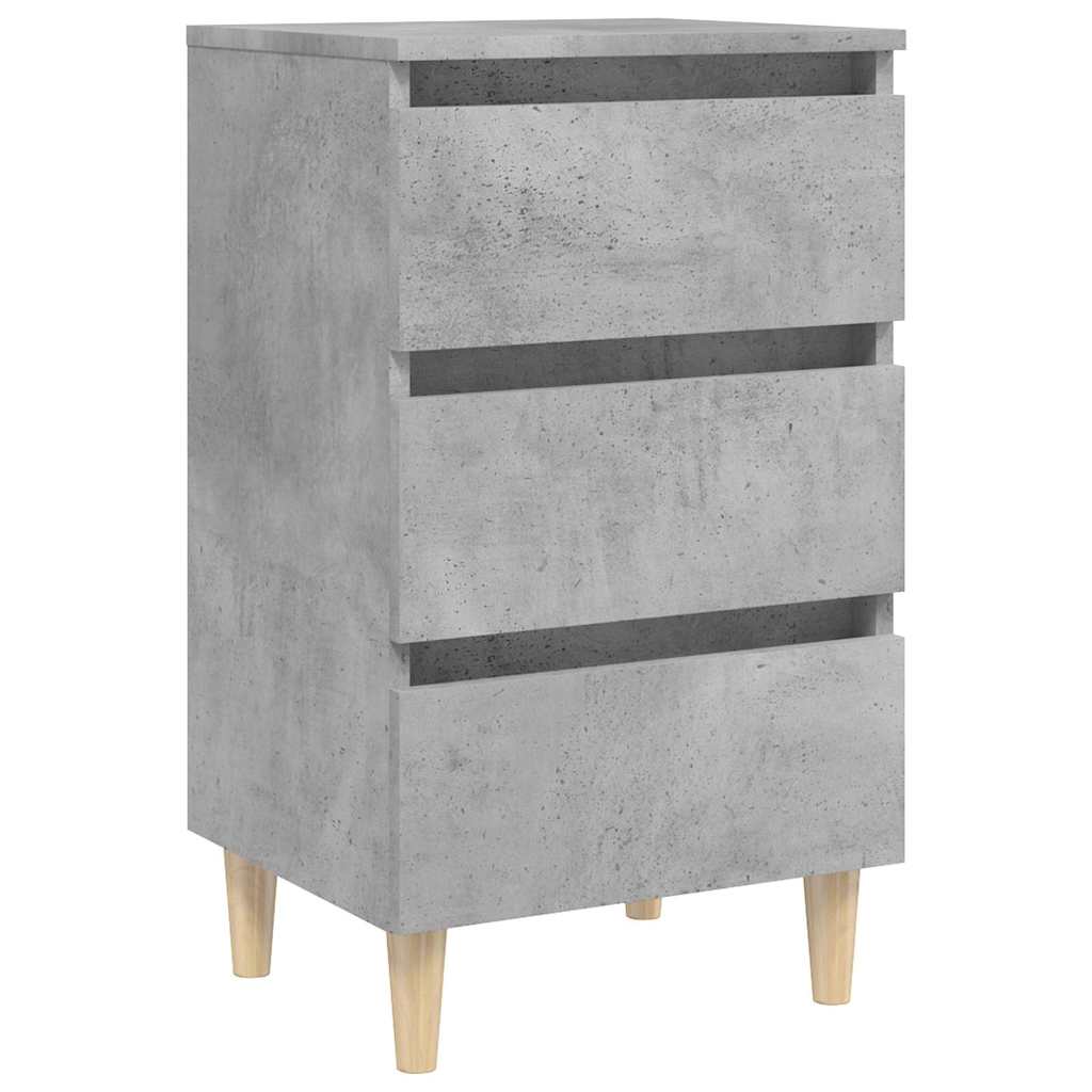 805896 vidaXL Bed Cabinets & Solid Wood Legs 2 pcs Concrete Grey 40x35x69 cm