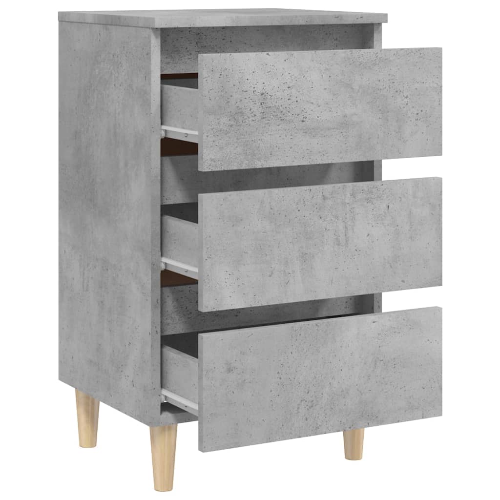 805896 vidaXL Bed Cabinets & Solid Wood Legs 2 pcs Concrete Grey 40x35x69 cm