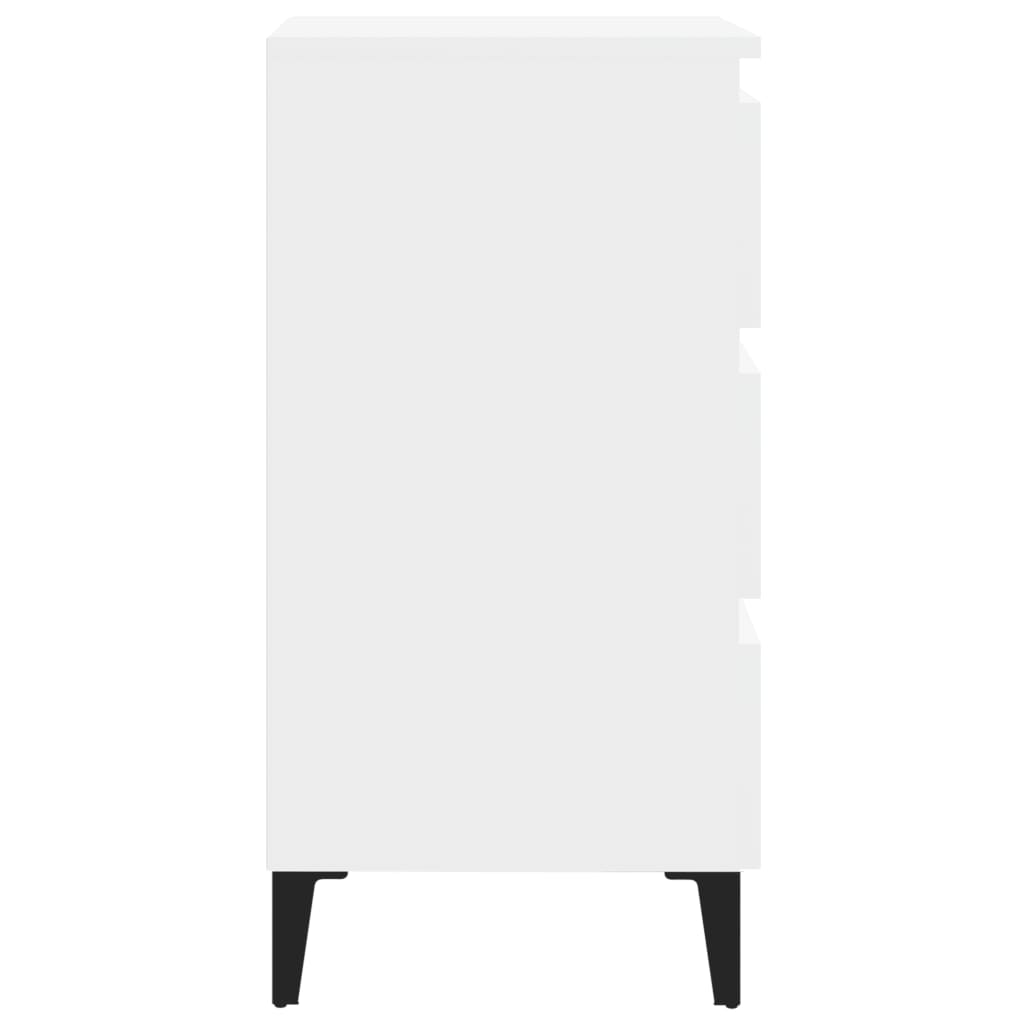 805905 vidaXL Bed Cabinet with Metal Legs White 40x35x69 cm