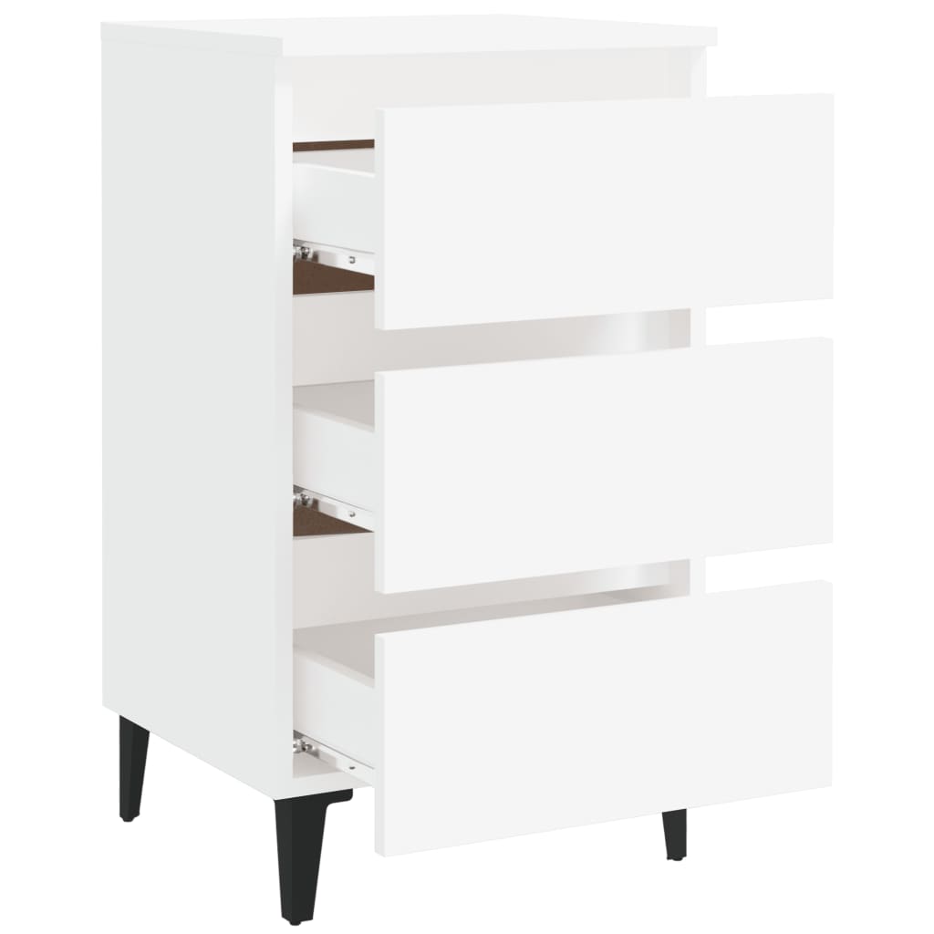 805905 vidaXL Bed Cabinet with Metal Legs White 40x35x69 cm