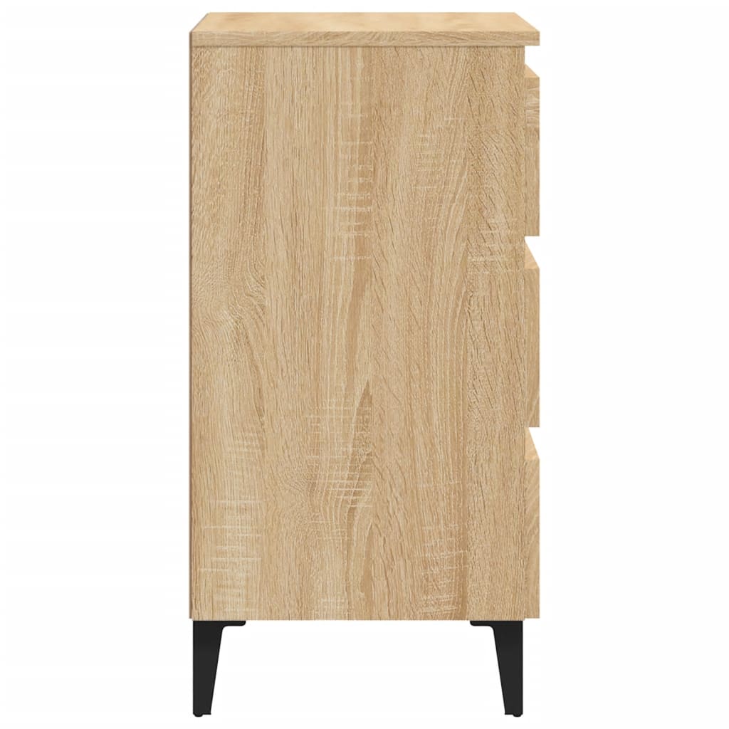 805911 vidaXL Bed Cabinet with Metal Legs Sonoma Oak 40x35x69 cm
