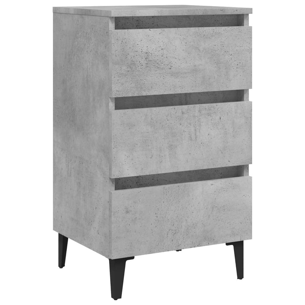 805913 vidaXL Bed Cabinet with Metal Legs Concrete Grey 40x35x69 cm