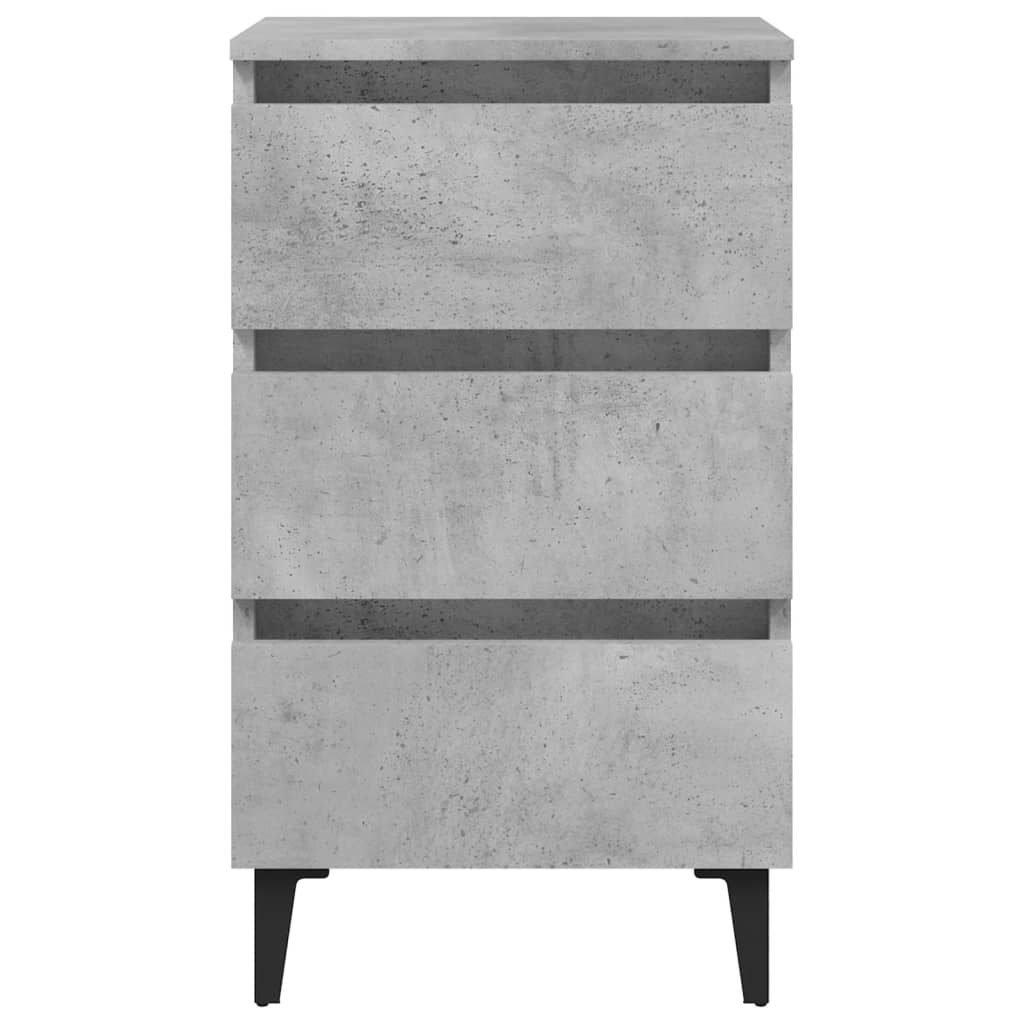 805913 vidaXL Bed Cabinet with Metal Legs Concrete Grey 40x35x69 cm