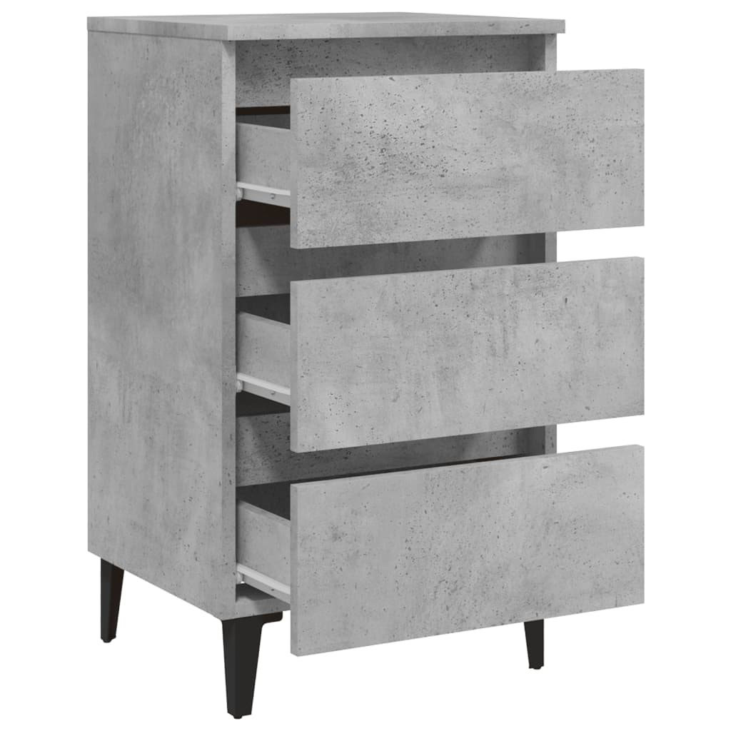 805913 vidaXL Bed Cabinet with Metal Legs Concrete Grey 40x35x69 cm