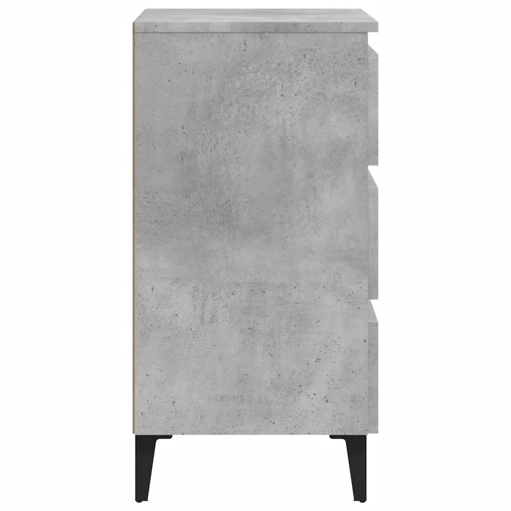805913 vidaXL Bed Cabinet with Metal Legs Concrete Grey 40x35x69 cm
