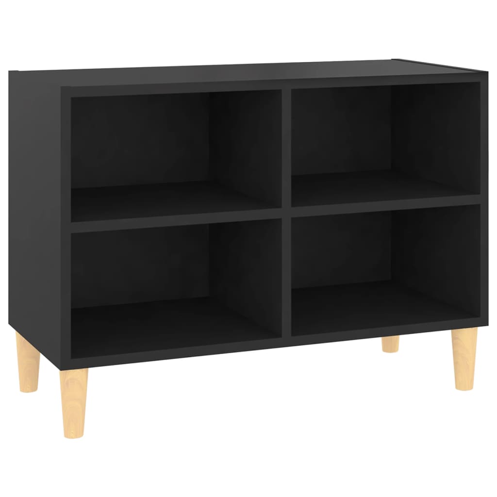 vidaXL TV Cabinet with Solid Wood Legs Black 69.5x30x50 cm