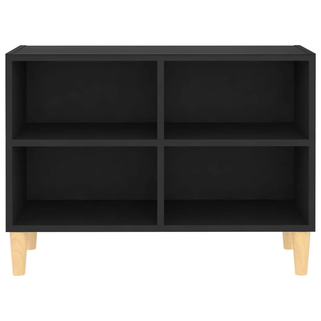 vidaXL TV Cabinet with Solid Wood Legs Black 69.5x30x50 cm