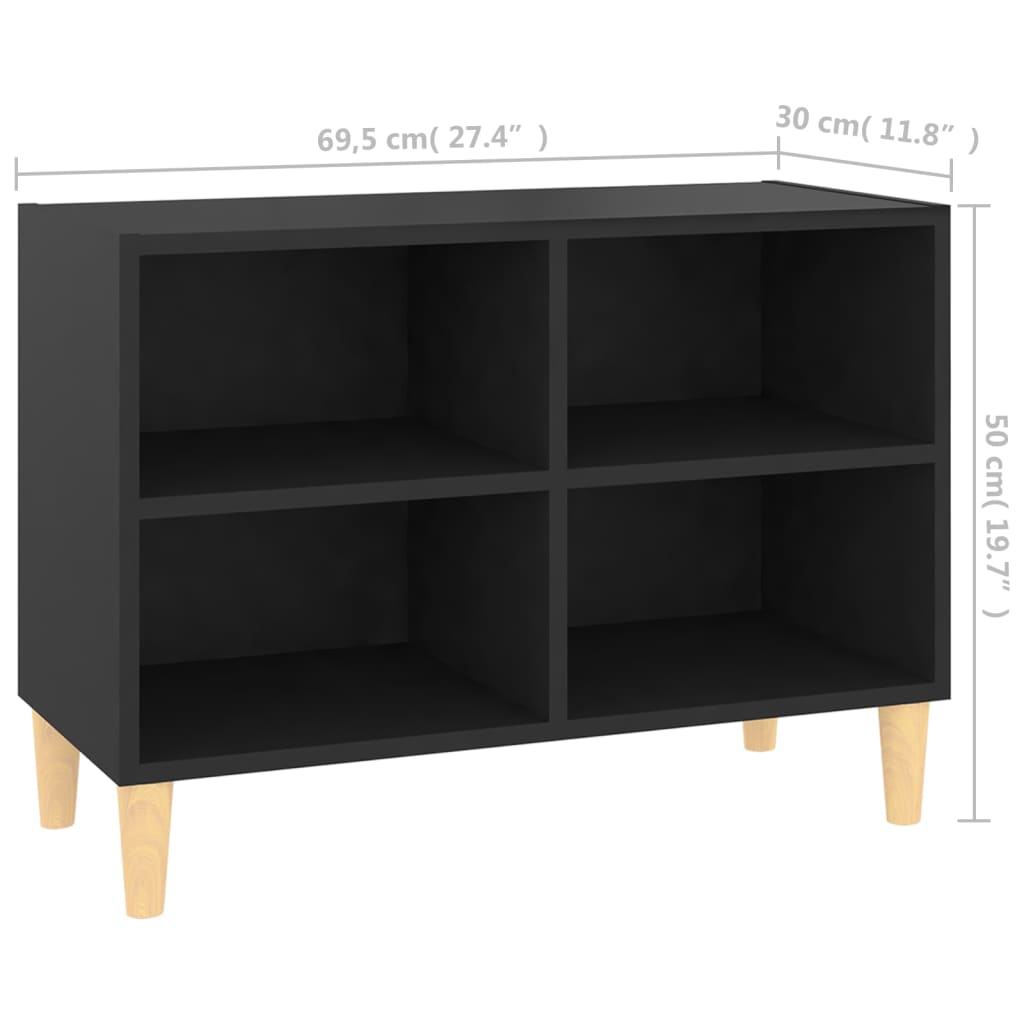 805924 vidaXL TV Cabinet with Solid Wood Legs Black 69,5x30x50 cm