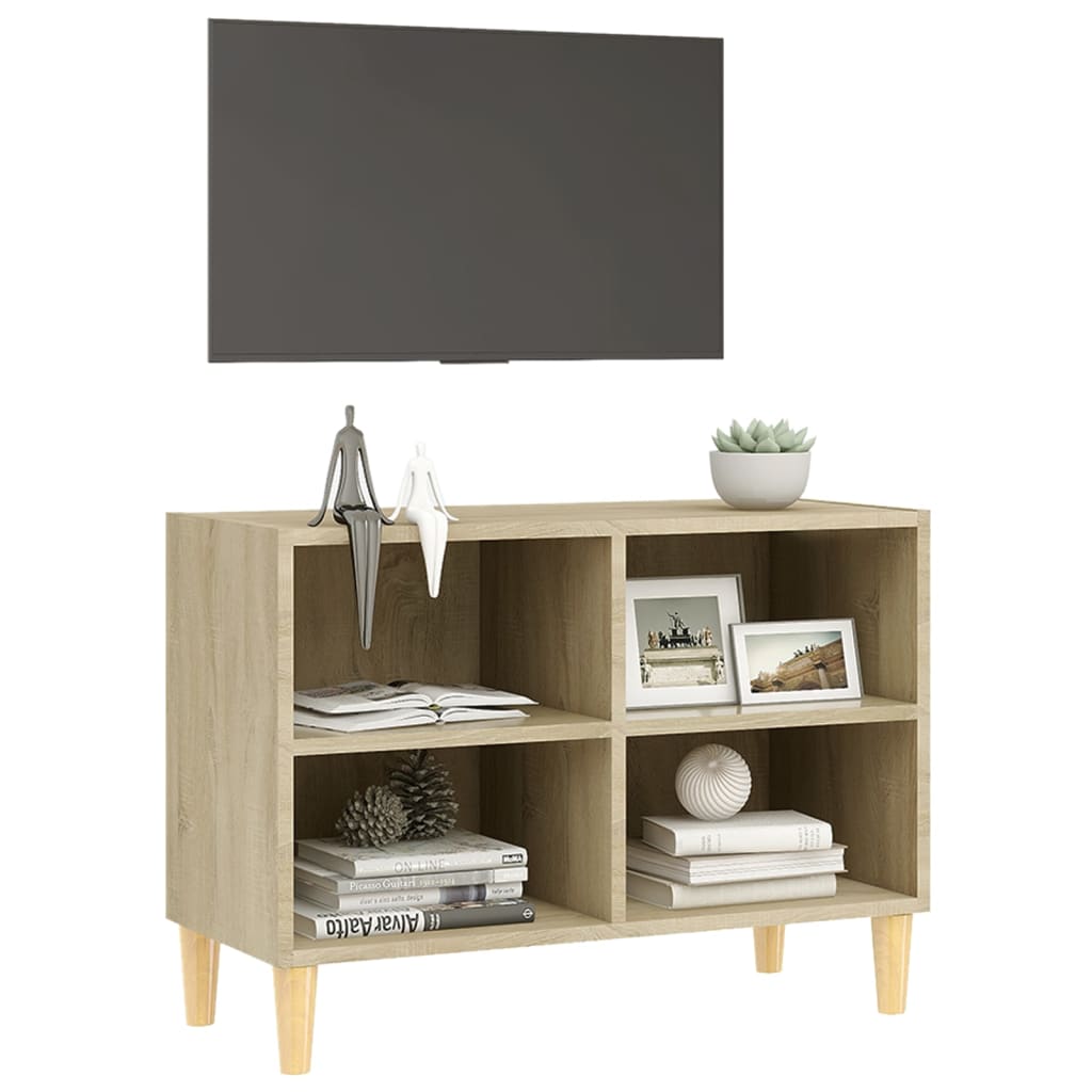 vidaXL TV Cabinet with Solid Wood Legs Sonoma Oak 69.5x30x50 cm