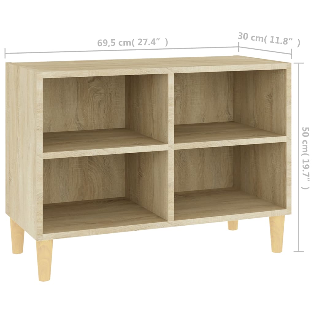 vidaXL TV Cabinet with Solid Wood Legs Sonoma Oak 69.5x30x50 cm