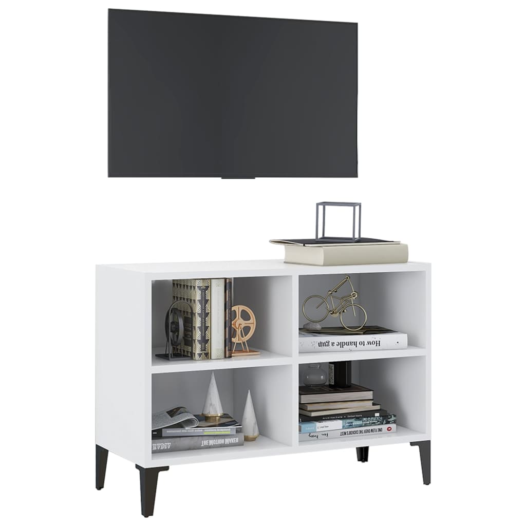 vidaXL TV Cabinet with Metal Legs White 69.5x30x50 cm