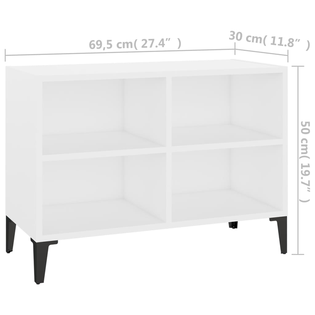 vidaXL TV Cabinet with Metal Legs White 69.5x30x50 cm