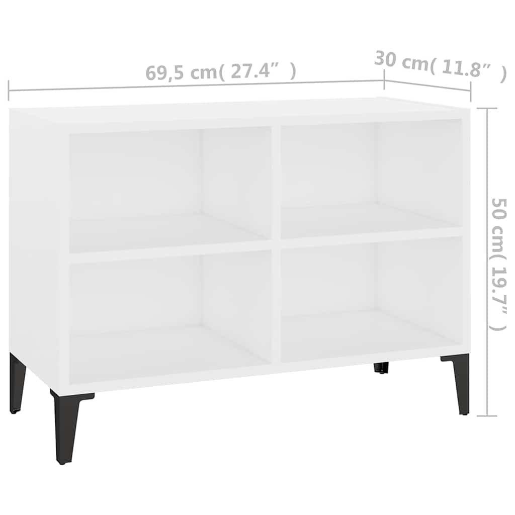 805932 vidaXL TV Cabinet with Metal Legs White 69,5x30x50 cm