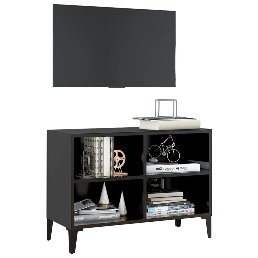 vidaXL TV Cabinet with Metal Legs Black 69.5x30x50 cm