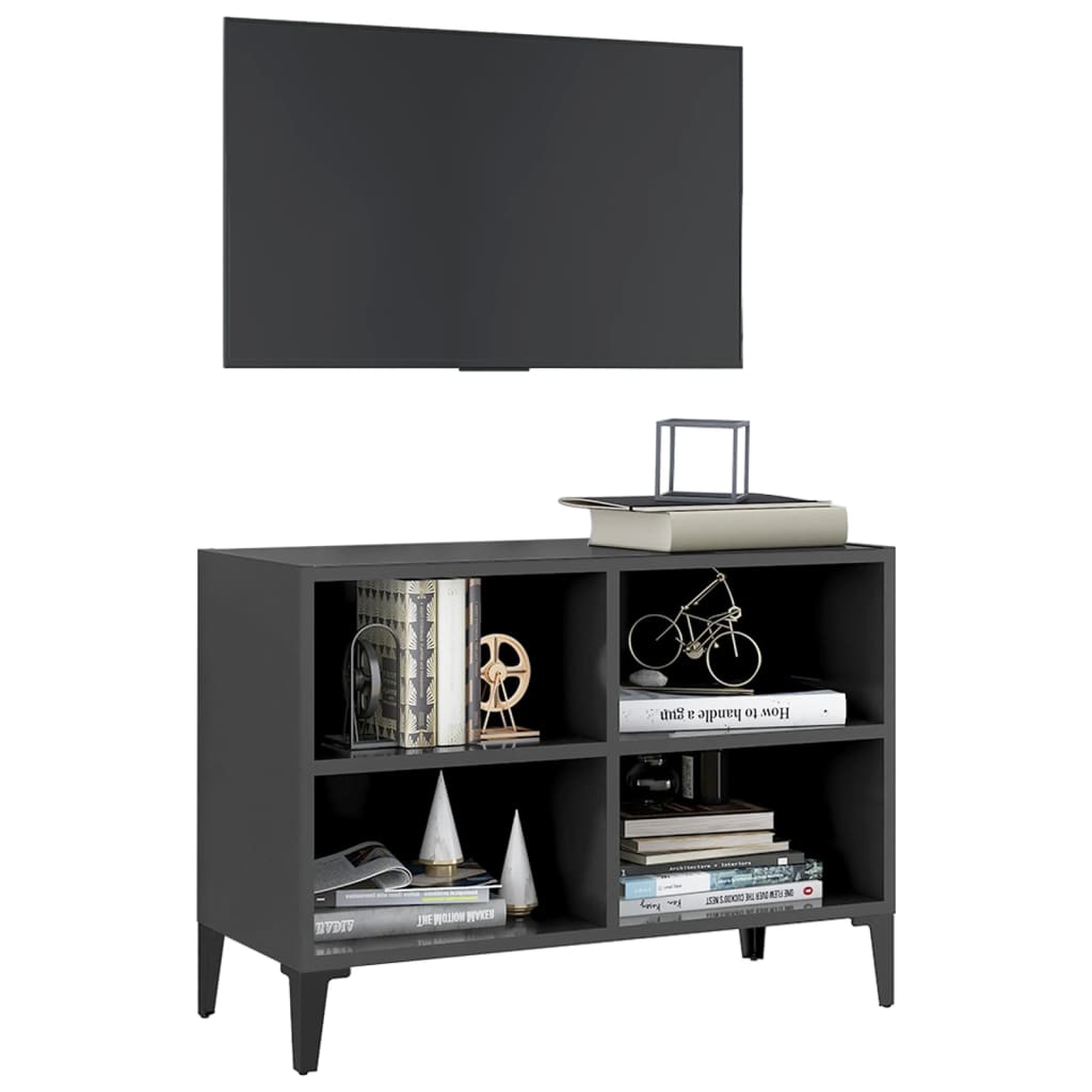 vidaXL TV Cabinet with Metal Legs Grey 69.5x30x50 cm