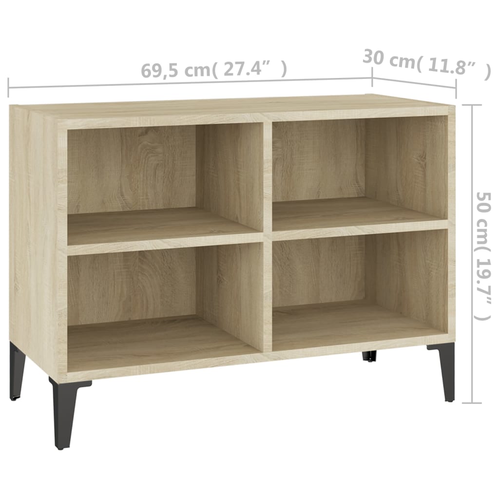 vidaXL TV Cabinet with Metal Legs Sonoma Oak 69.5x30x50 cm