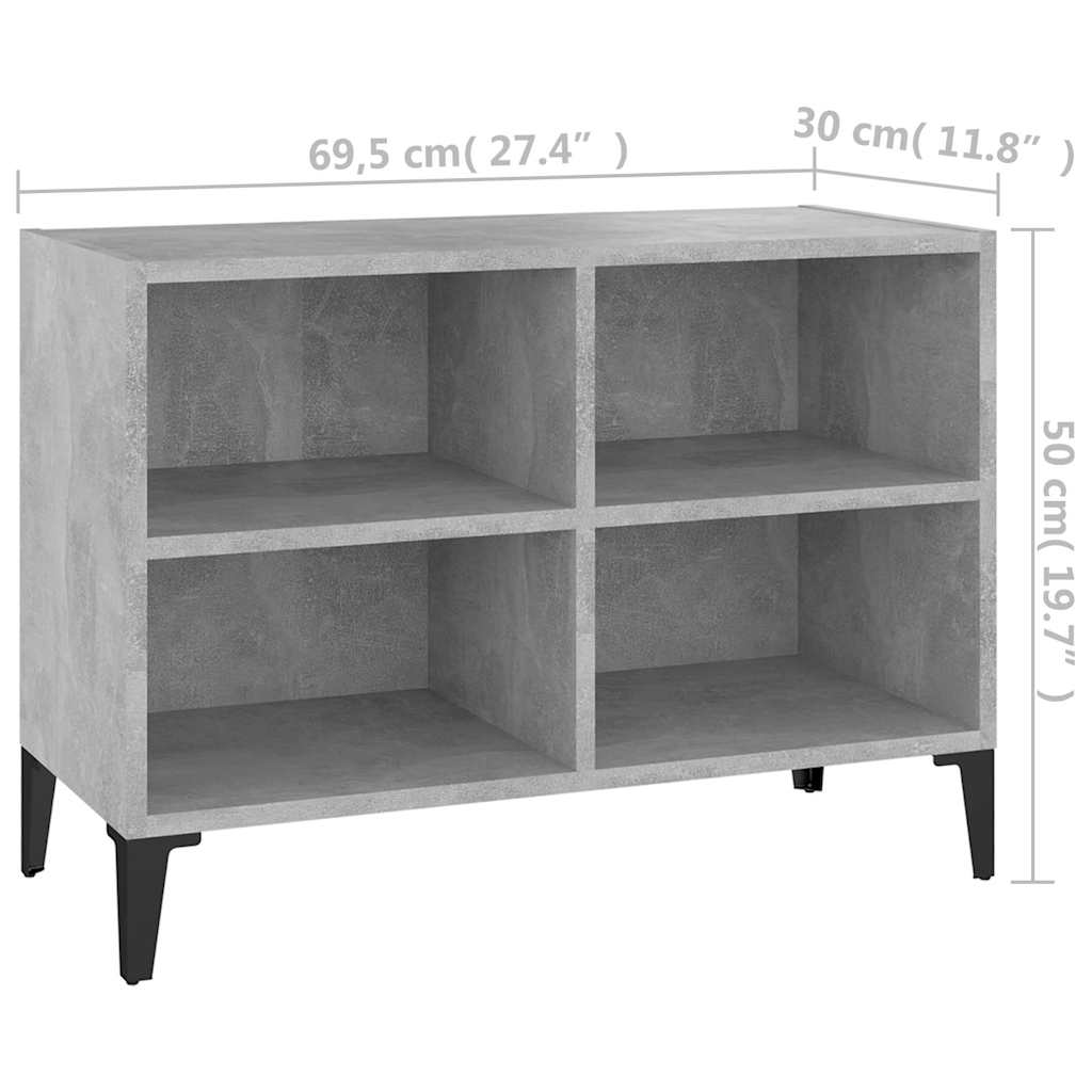 805936 vidaXL TV Cabinet with Metal Legs Concrete Grey 69,5x30x50 cm