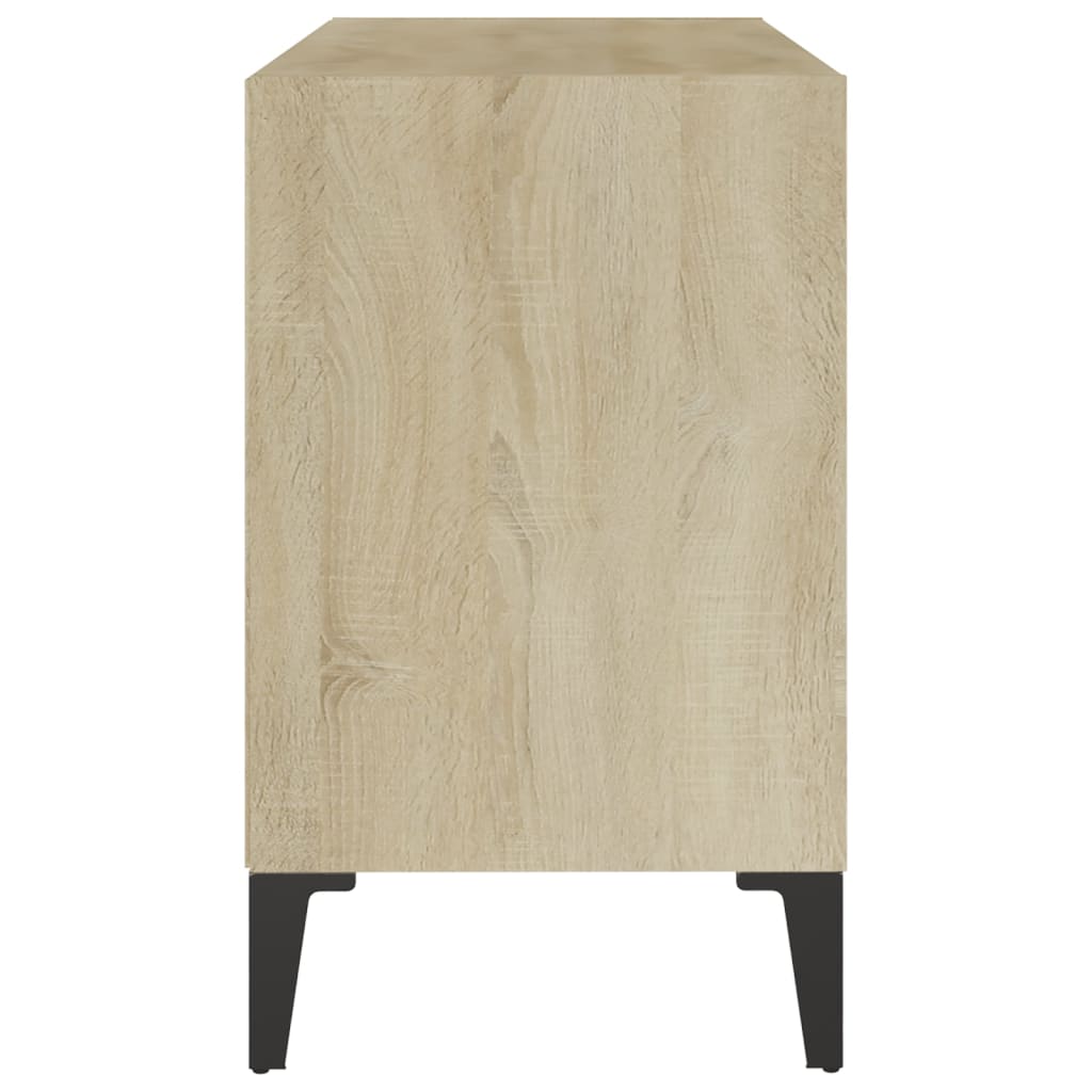 vidaXL TV Cabinet with Metal Legs White and Sonoma Oak 69.5x30x50 cm