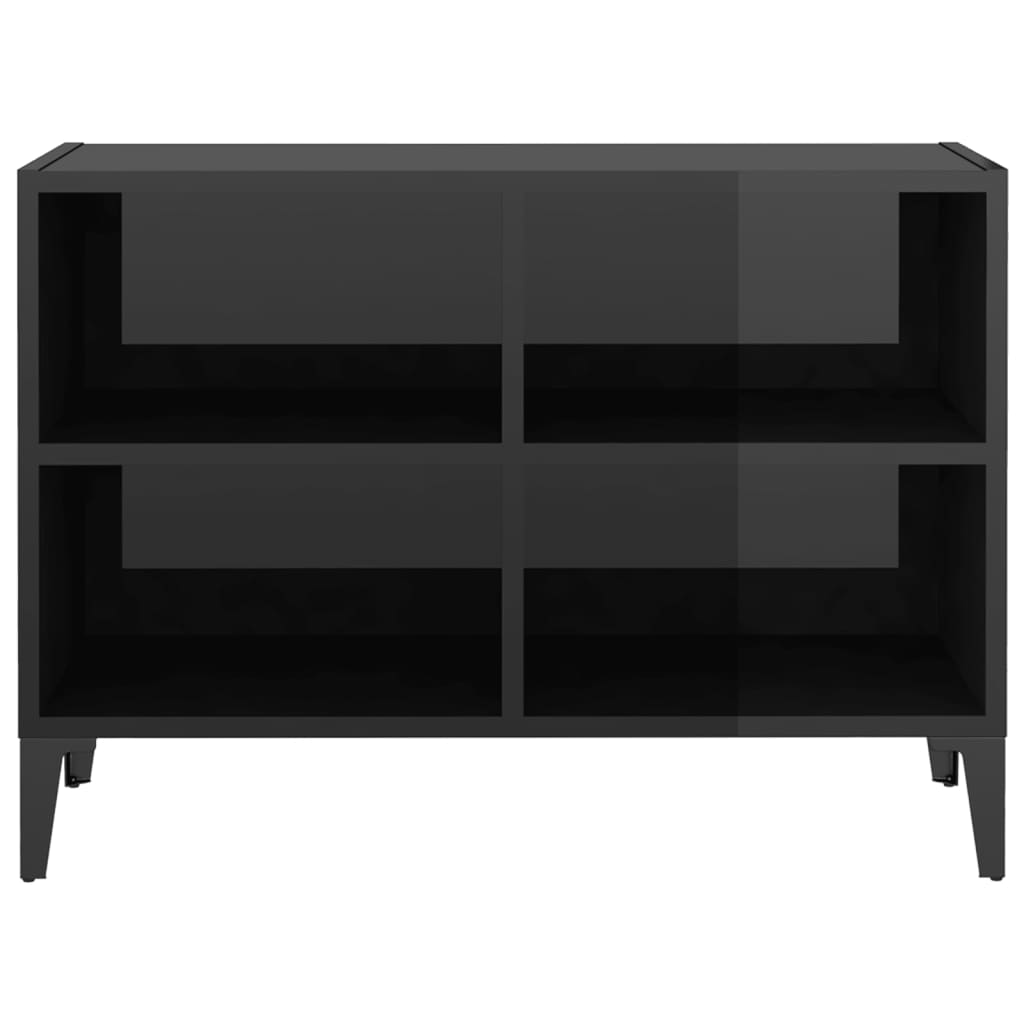 vidaXL TV Cabinet with Metal Legs High Gloss Black 69.5x30x50 cm