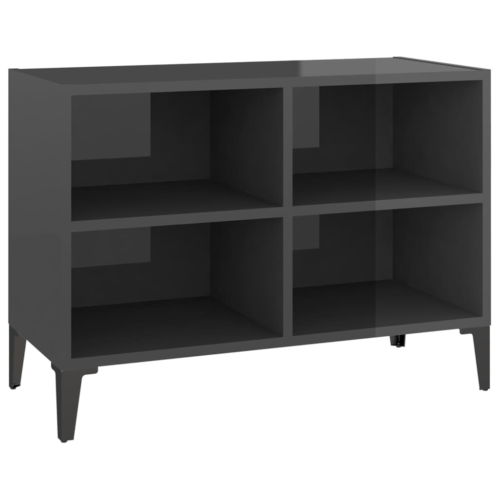 vidaXL TV Cabinet with Metal Legs High Gloss Grey 69.5x30x50 cm