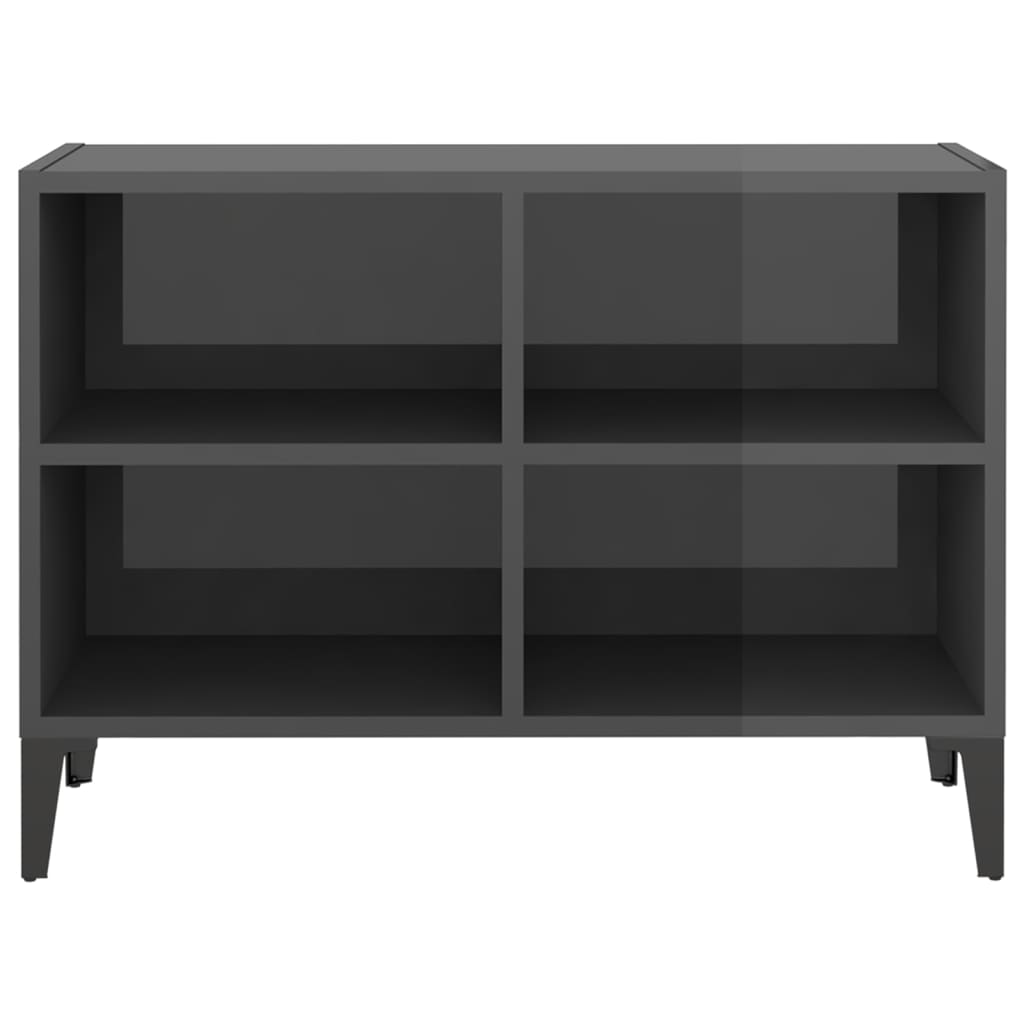 vidaXL TV Cabinet with Metal Legs High Gloss Grey 69.5x30x50 cm