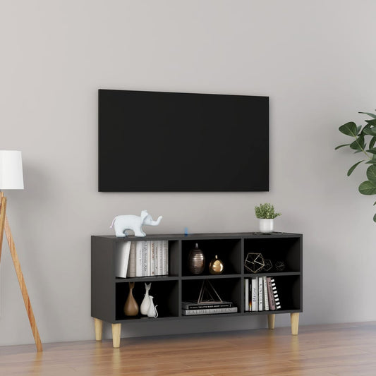 vidaXL TV Cabinet with Solid Wood Legs Grey 103.5x30x50 cm