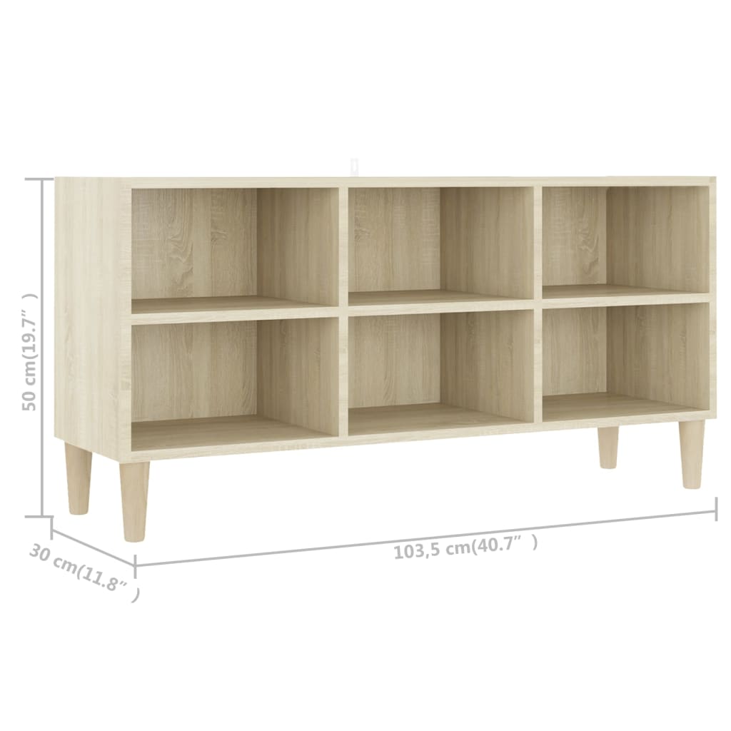 vidaXL TV Cabinet with Solid Wood Legs Sonoma Oak 103.5x30x50 cm