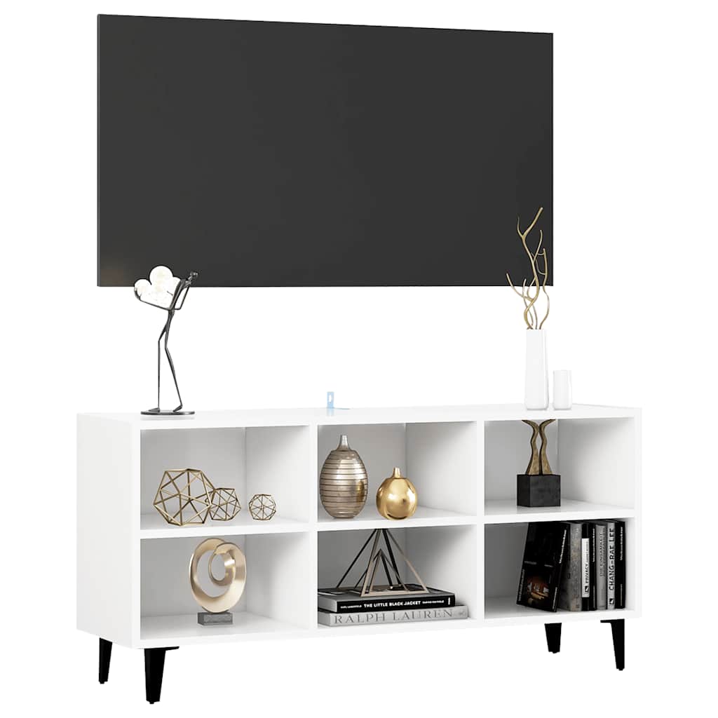 TV Cabinet with Metal Legs White 103.5x30x50 cm