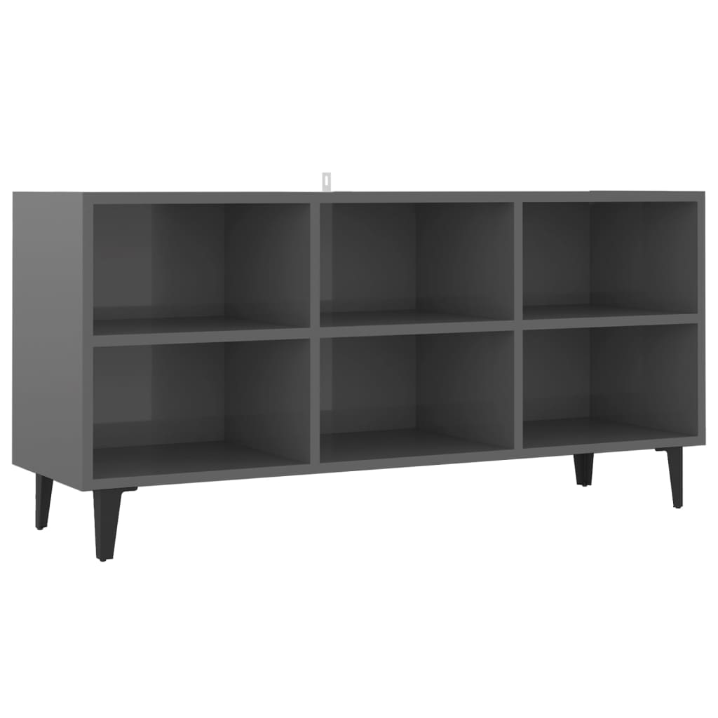 vidaXL TV Cabinet with Metal Legs High Gloss Grey 103.5x30x50 cm