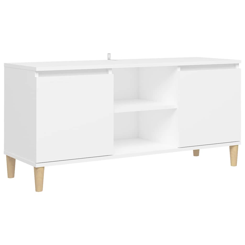 805959 vidaXL TV Cabinet with Solid Wood Legs White 103,5x35x50 cm