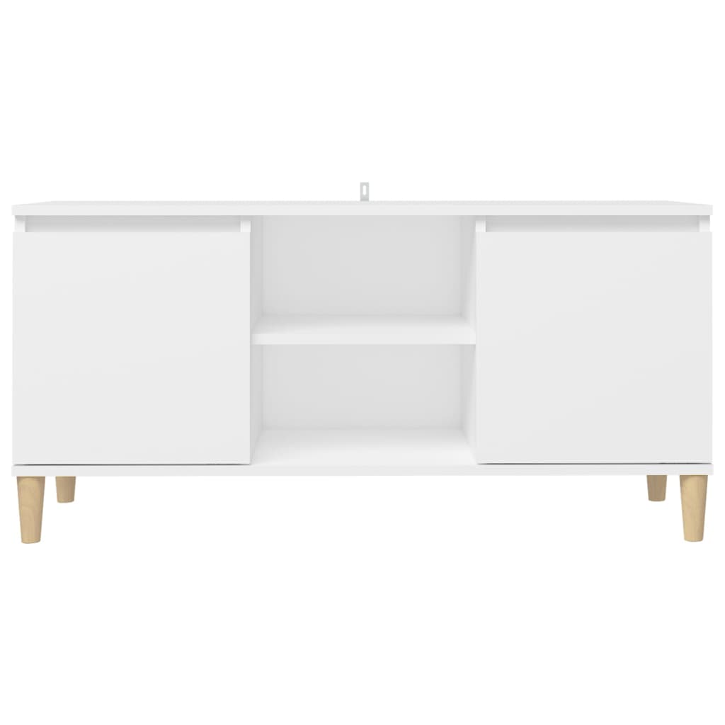 vidaXL TV Cabinet with Solid Wood Legs White 103.5x35x50 cm