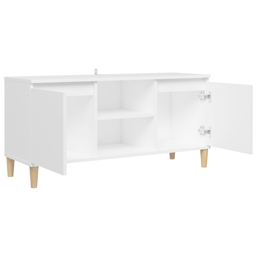 vidaXL TV Cabinet with Solid Wood Legs White 103.5x35x50 cm