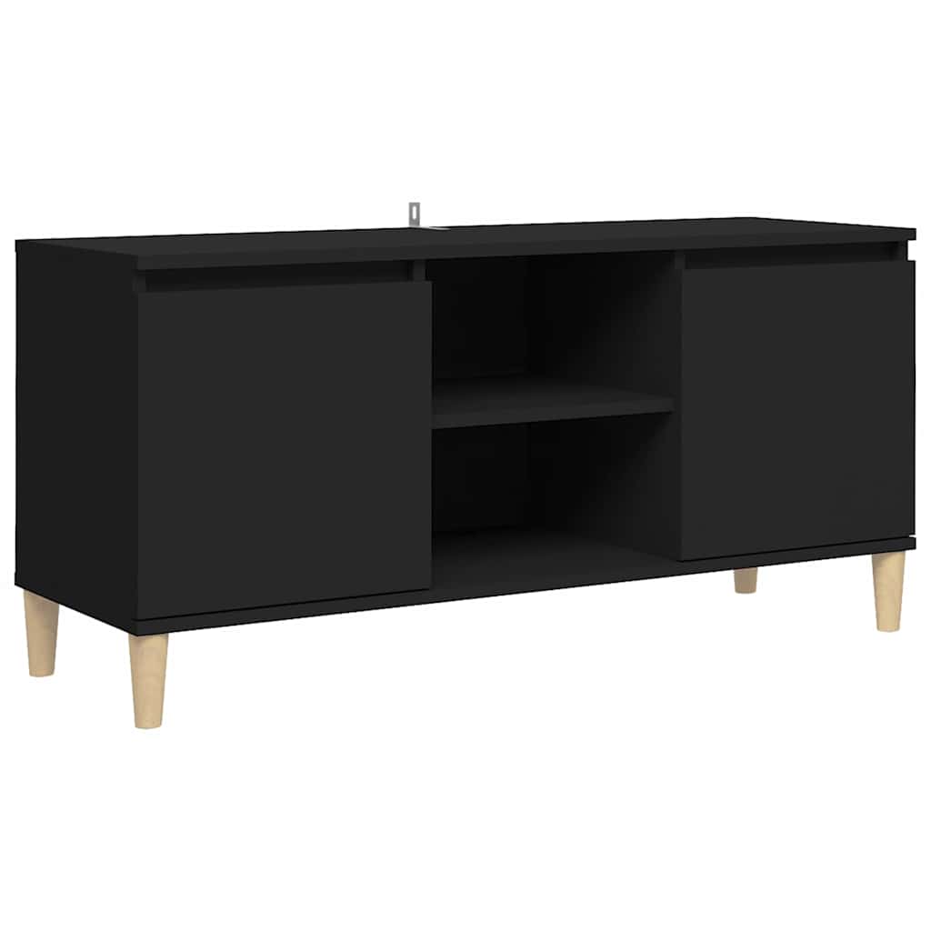 805960 vidaXL TV Cabinet with Solid Wood Legs Black 103,5x35x50 cm