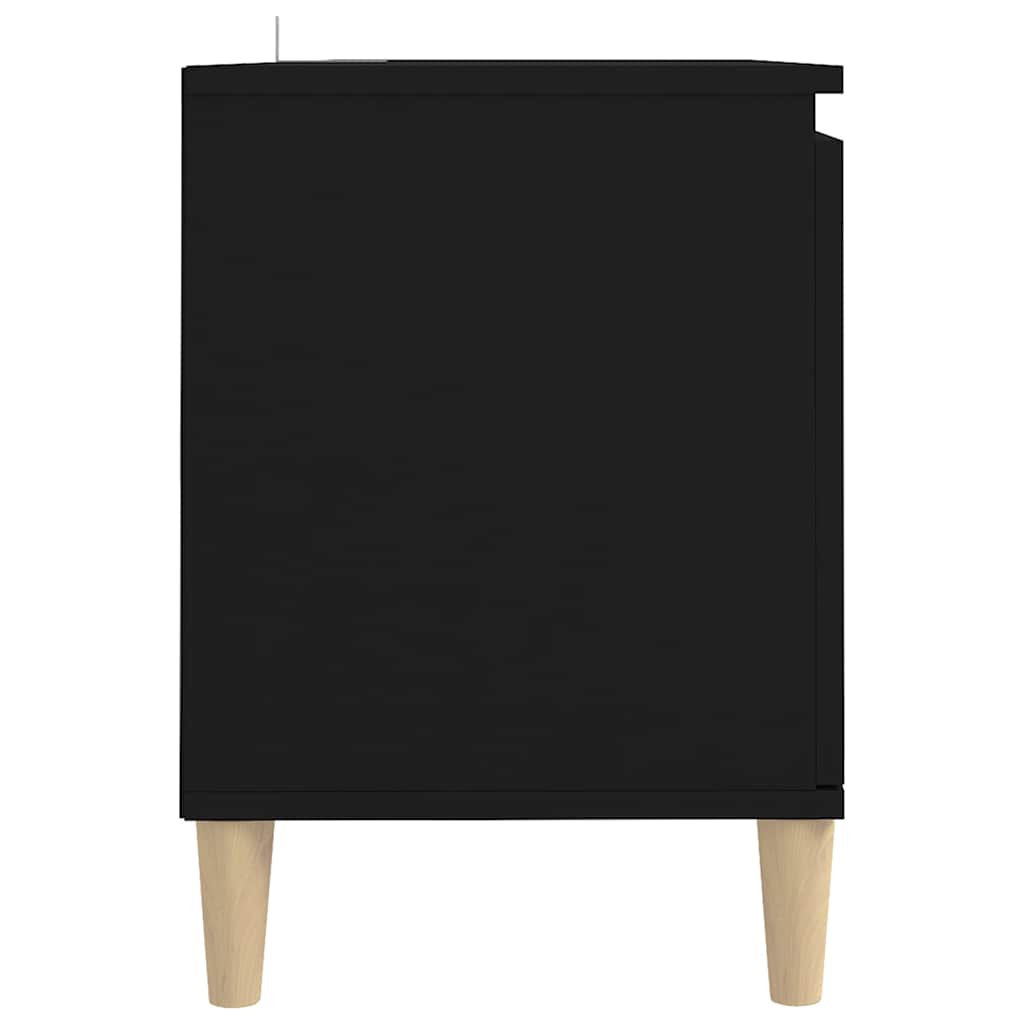 805960 vidaXL TV Cabinet with Solid Wood Legs Black 103,5x35x50 cm