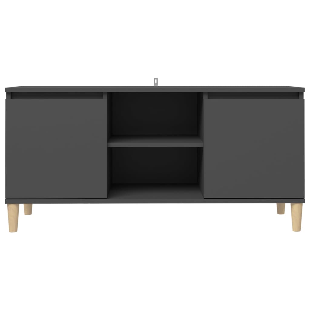 vidaXL TV Cabinet with Solid Wood Legs Grey 103.5x35x50 cm