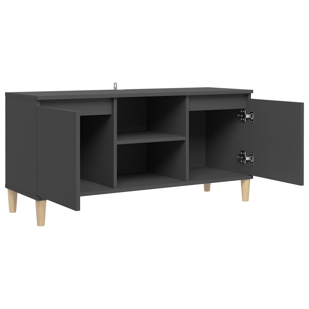 vidaXL TV Cabinet with Solid Wood Legs Grey 103.5x35x50 cm